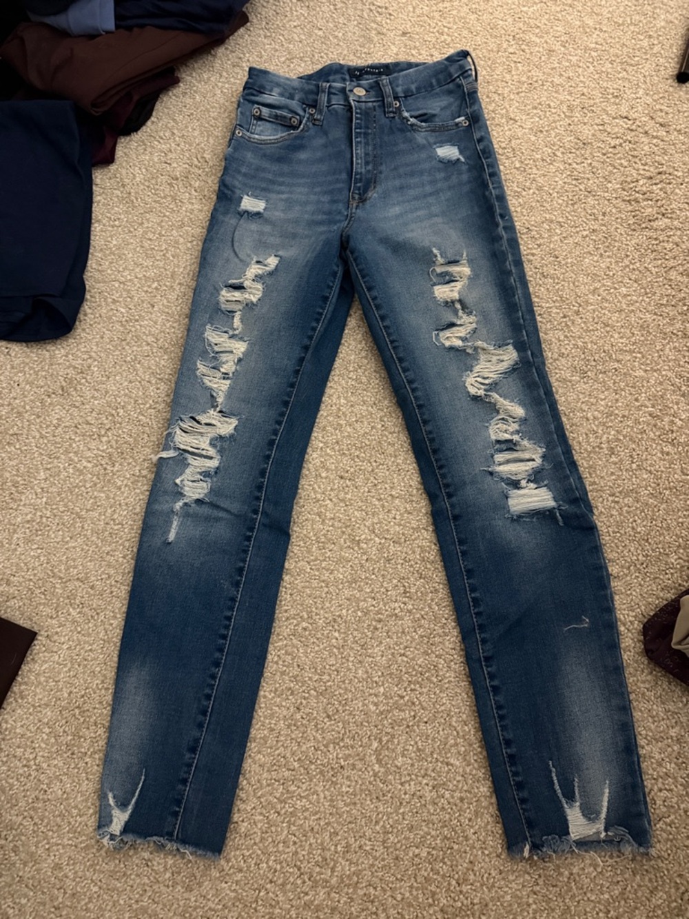 Aeropostale Distressed Dark Blue High-Rise Skinny Jeans